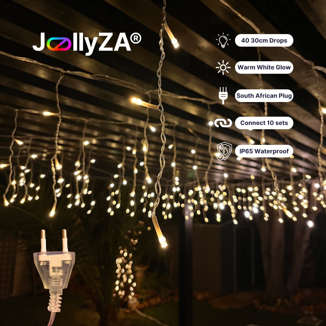 10m LED Warm White Straight-Drop Icicle Lights