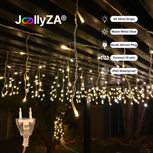 10m LED Warm White Straight-Drop Icicle Lights