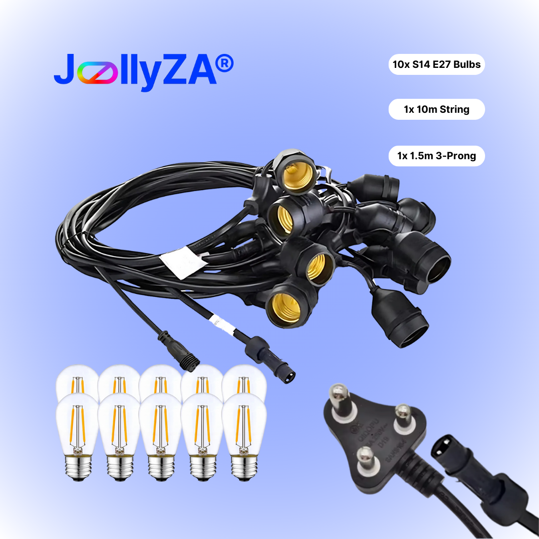 Electric 10m 10 Bulb Festoon Bulb Outdoor String Lights