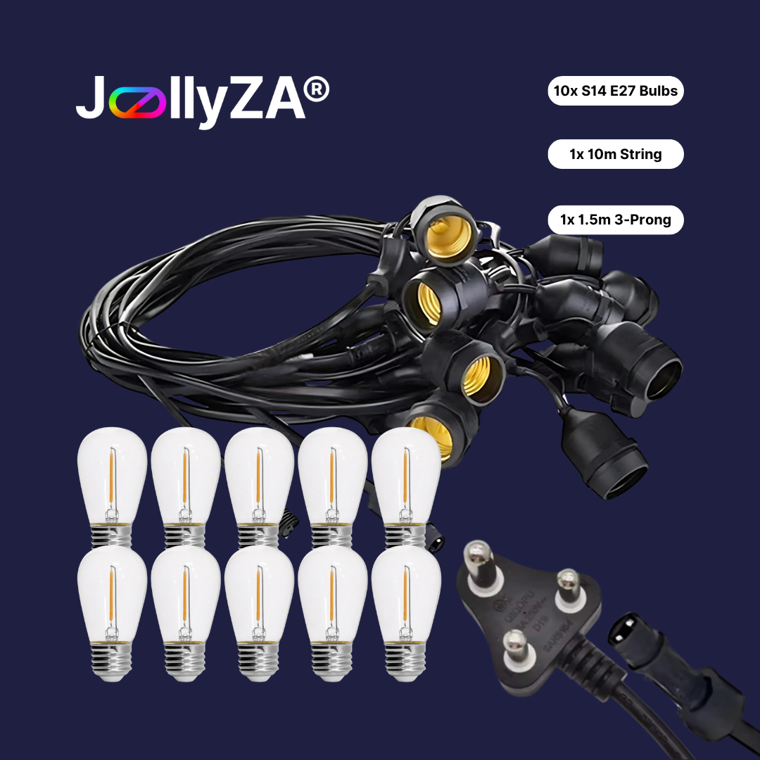 Electric 10m 10 Bulb Festoon Bulb Outdoor String Lights