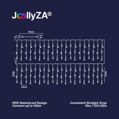 10m LED Warm White Straight-Drop Icicle Lights