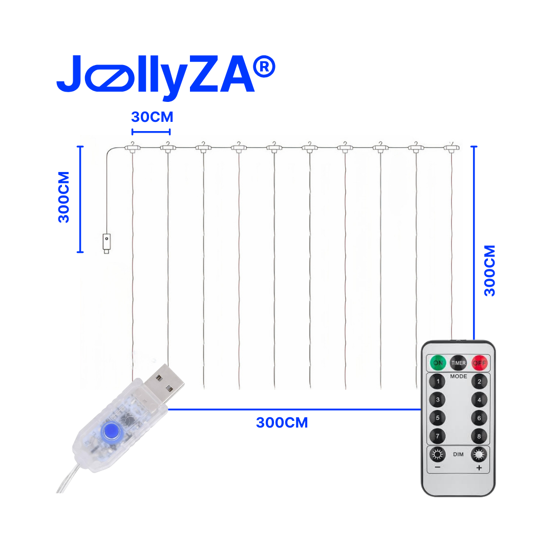 USB LED White Curtain Light (300cm x 300cm)