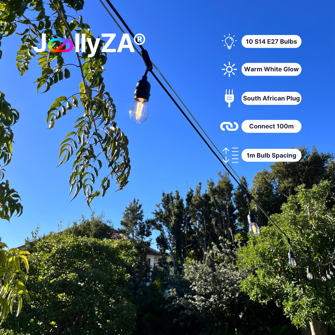 Electric 10m 10 Bulb Festoon Bulb Outdoor String Lights