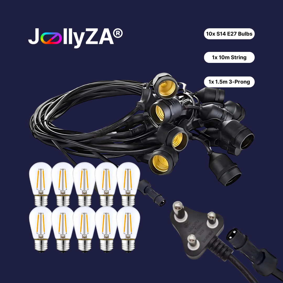 Electric 10m 10 Bulb Festoon Bulb Outdoor String Lights