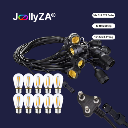 Electric 10m 10 Bulb Festoon Bulb Outdoor String Lights