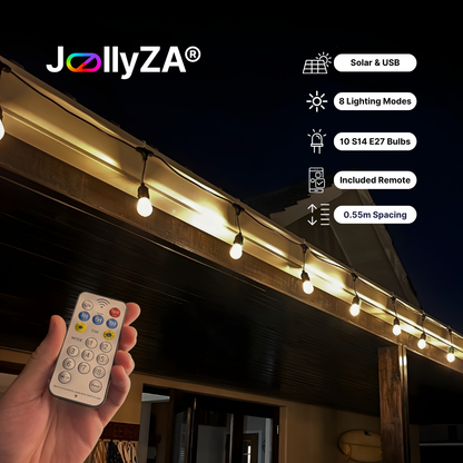 Solar 5m 10 Bulb Heavy Duty Festoon Bulb Outdoor String Lights