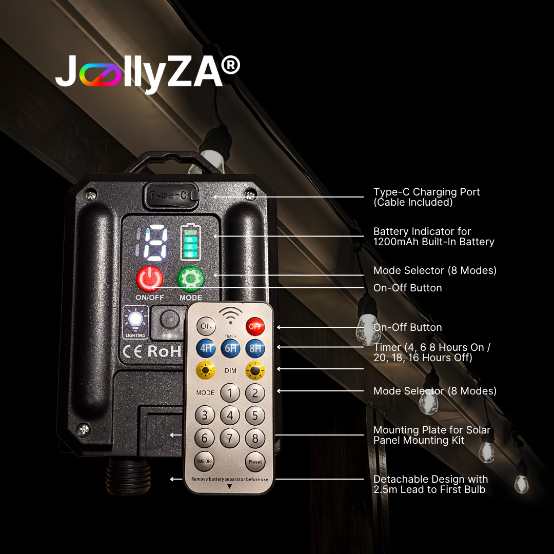 Solar 5m 10 Bulb Heavy Duty Festoon Bulb Outdoor String Lights