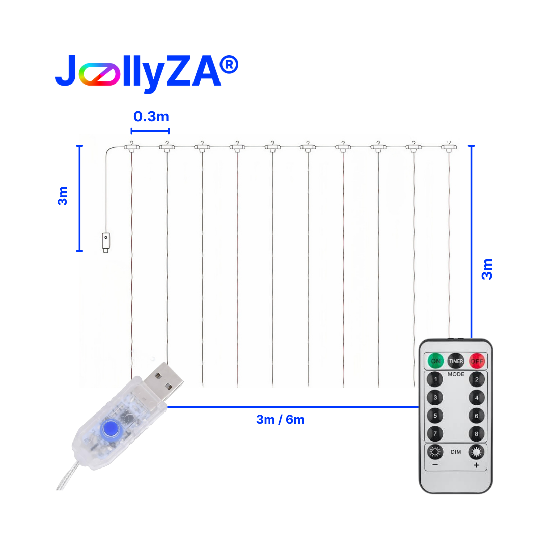 USB / Solar LED Warm White Curtain Light